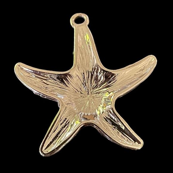 Gold Tone AB Rhinestone Starfish Charm Pendant Mermaid Core Sea Life - Picture 4 of 5